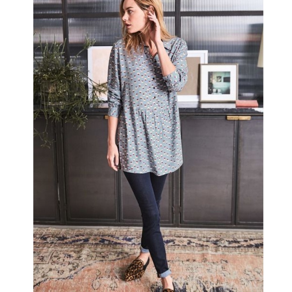 Boden Lotus Floral Drop Hem Top 16